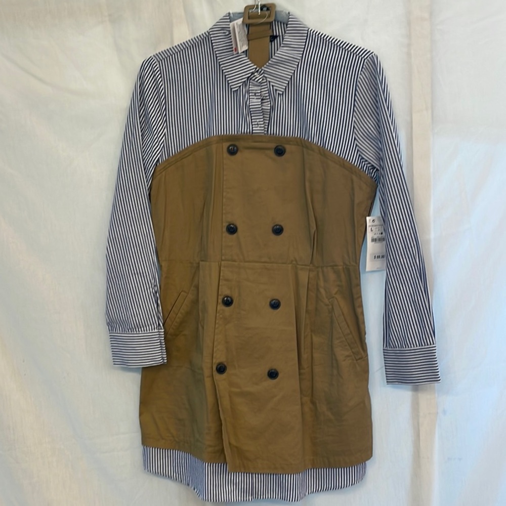 NWT Zara Striped Button-Up Trench Style Minidress/Tunic